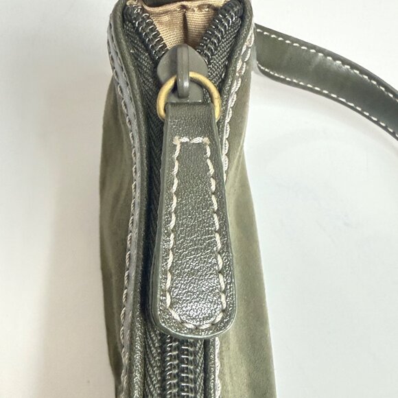 Nine West Y2K Mini Shoulder Bag Green Suede Leather Accent NWT - Picture 12 of 13